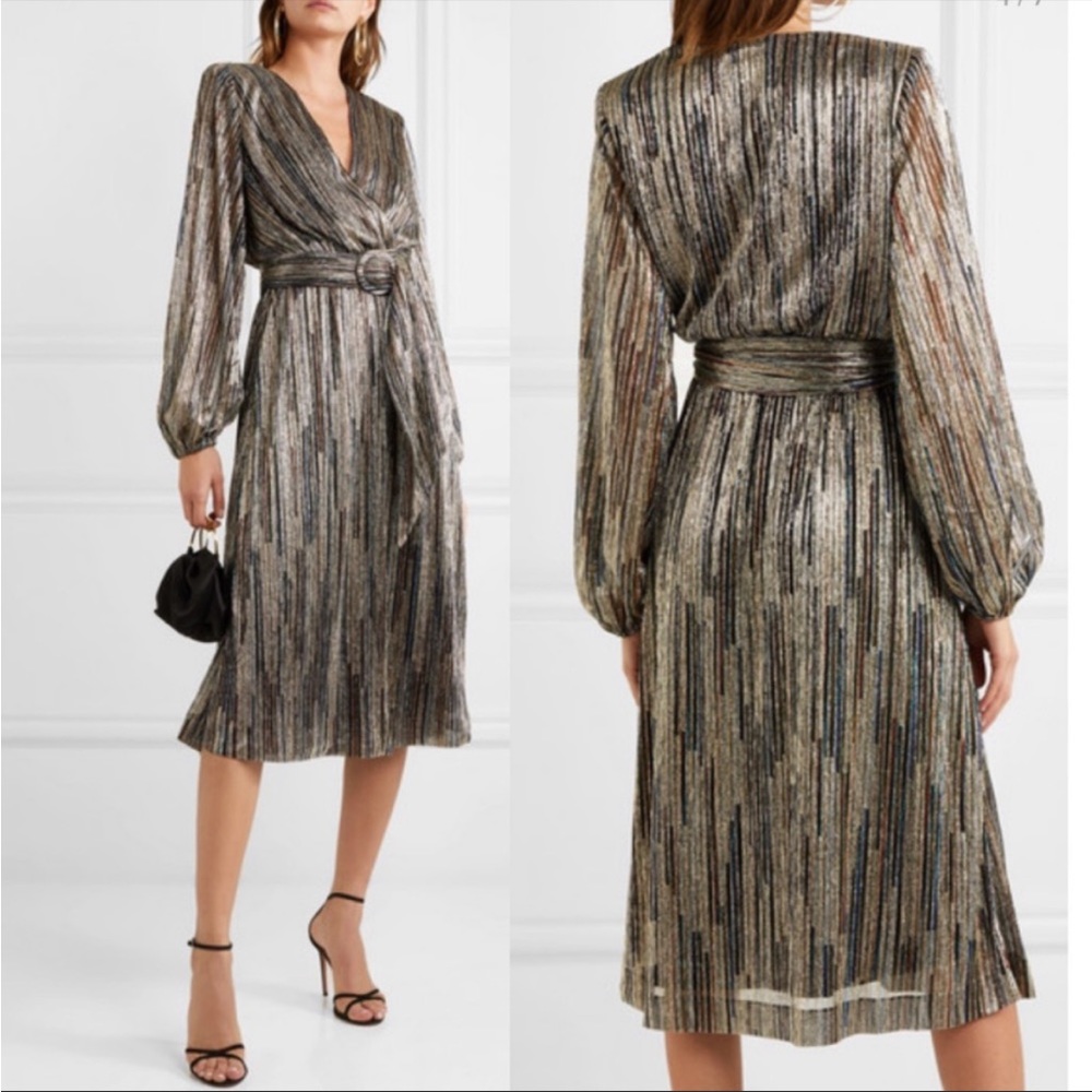 NEW NWT Rebecca Vallance Bellagio Lurex Midi Dress